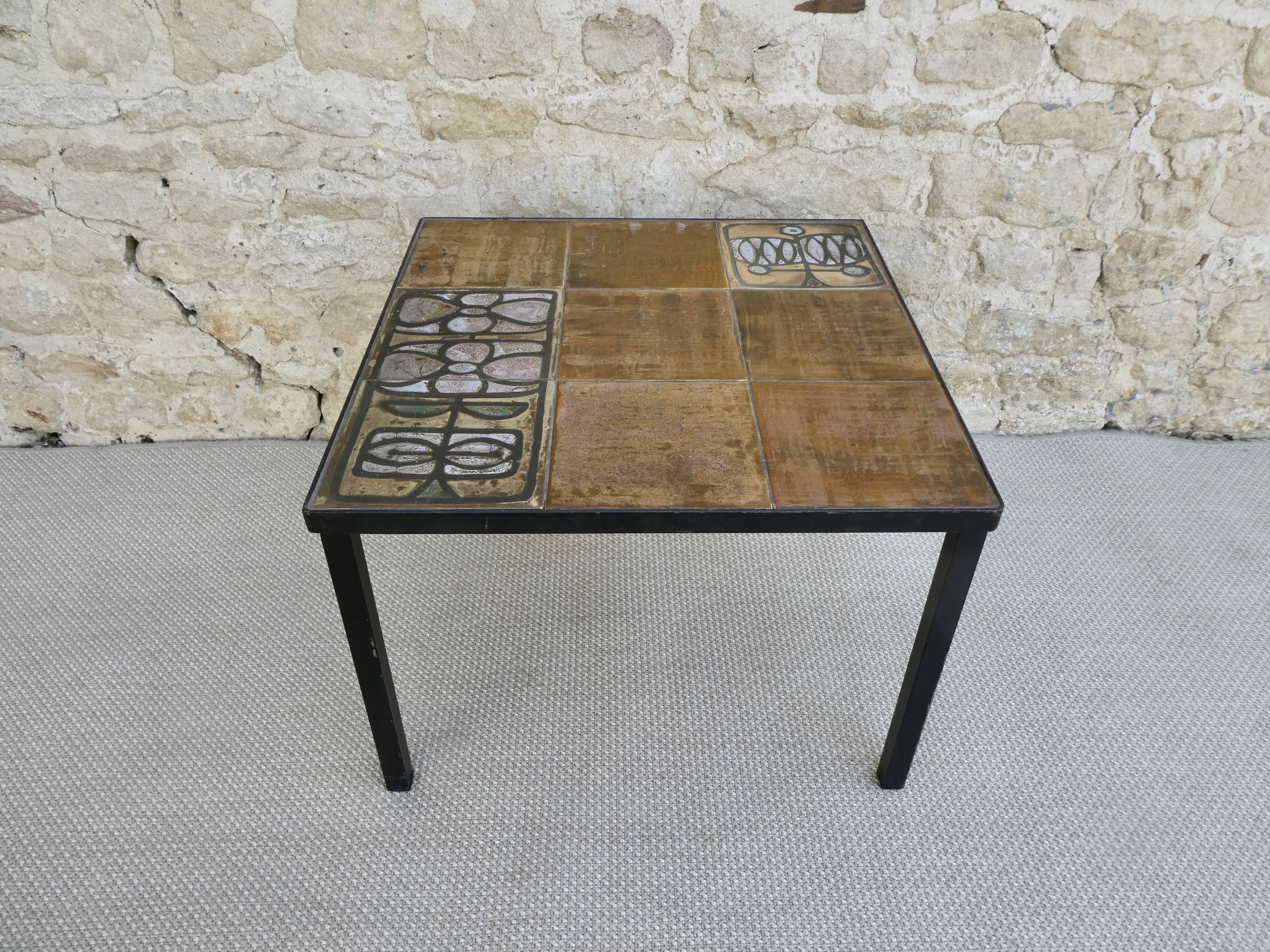 Coffee table, piece of ceramic sofa by Gregorieff for Roche Bobois, 60s