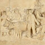 Bas-Relief Painting in Petrified Limestone, signed CF.Becker – Late 19th century