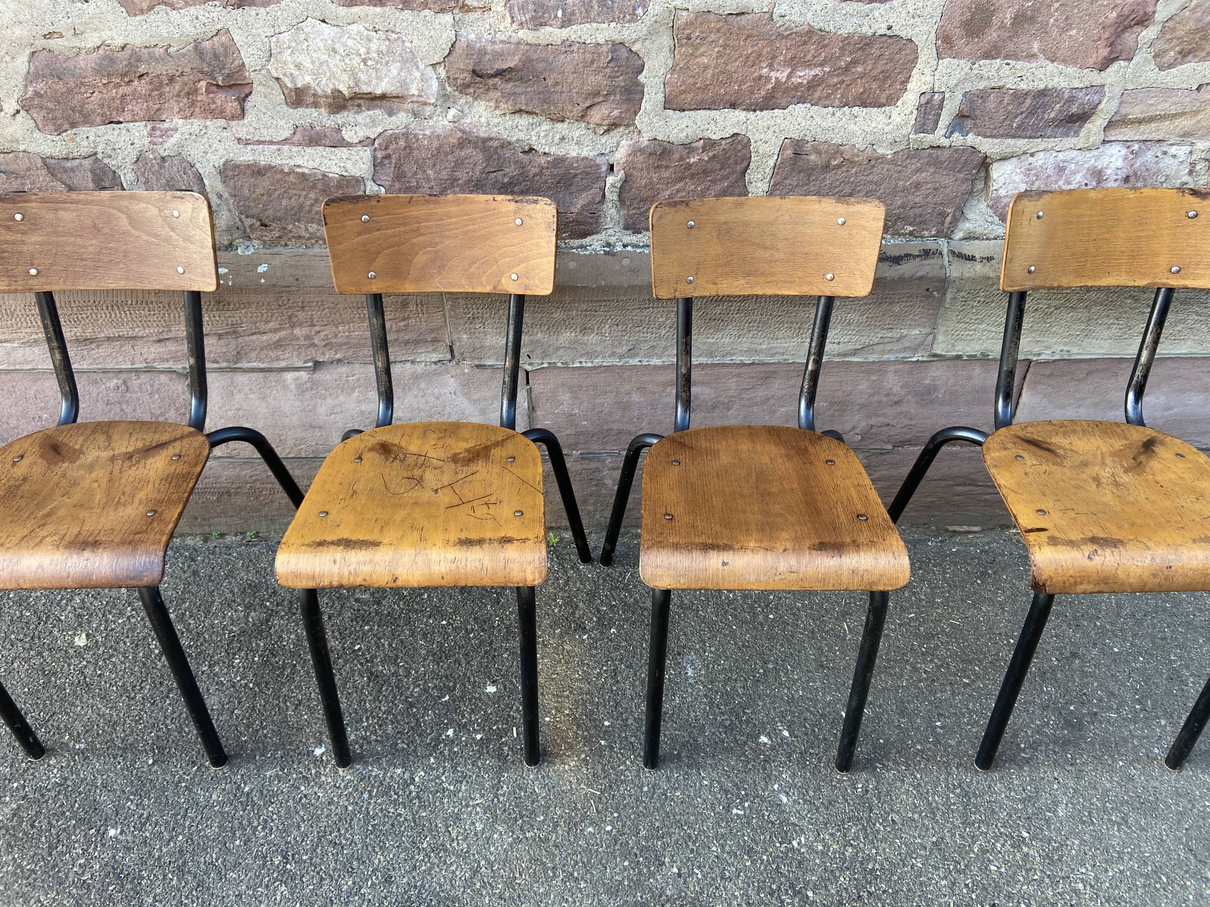4 vintage 60s school chairs