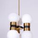 Mid-Century Chandelier in Brass and Opaline Glass, Czech, 1960s