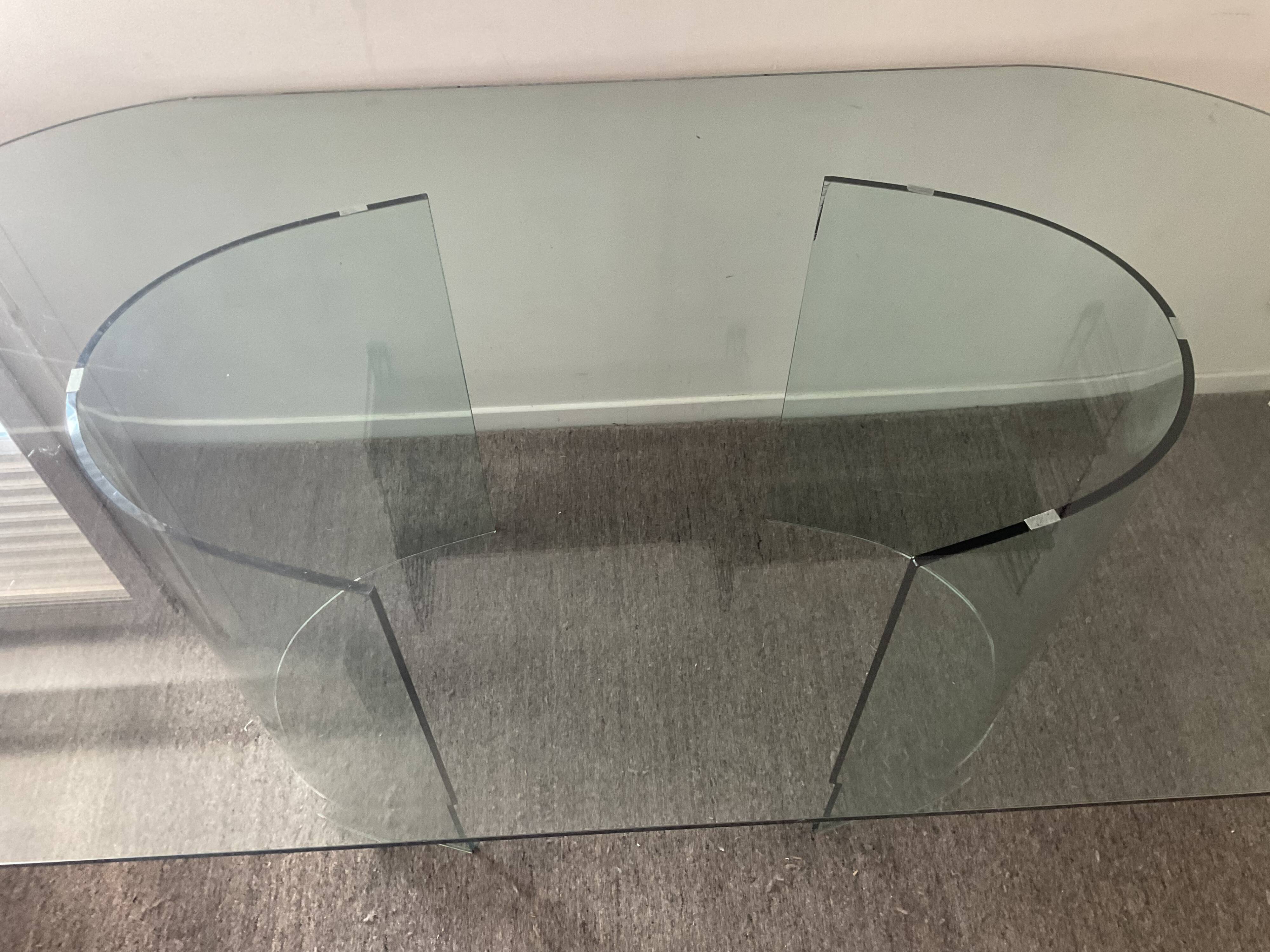 Vintage Sica Italy dining table in tempered glass