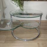 Table Basse en Verre et Métal Chromé