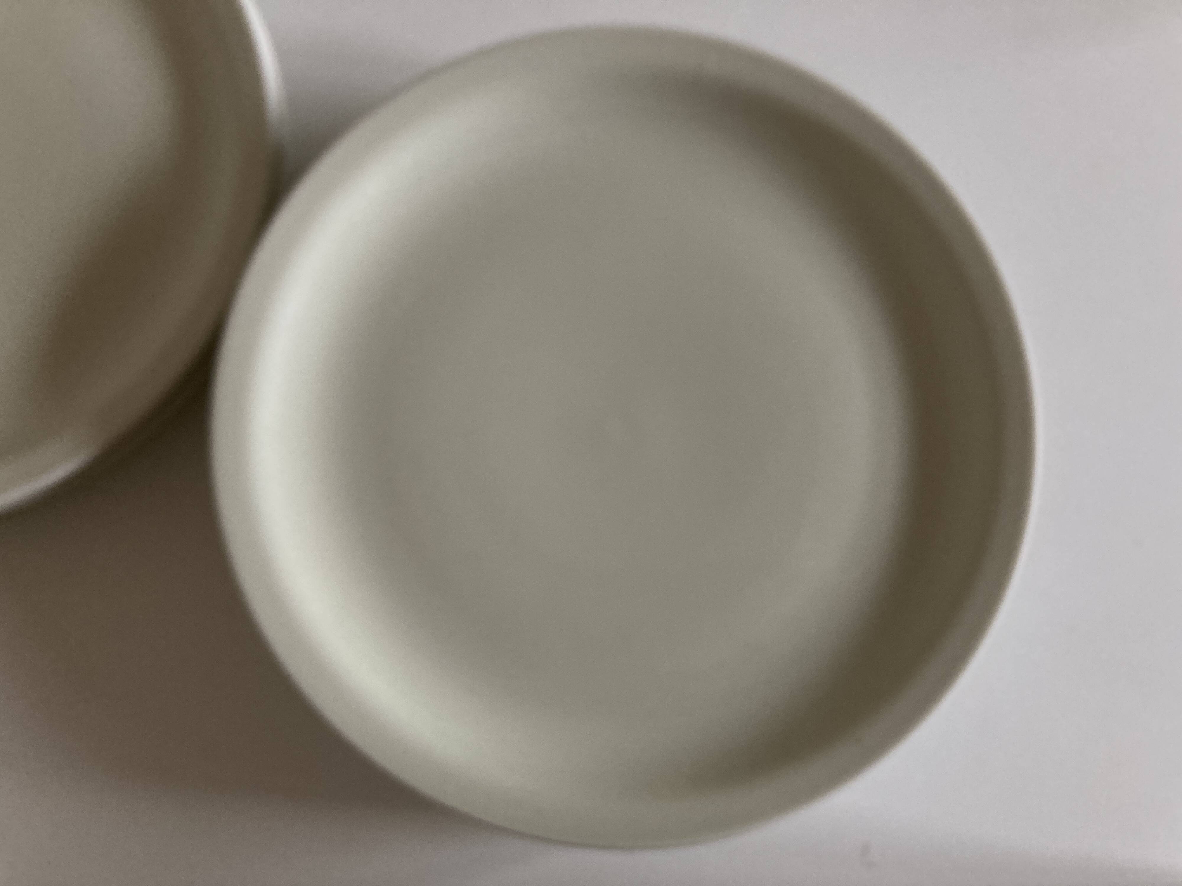 Set of 7 Scandinavian modernist flat plates in ivory earthenware
