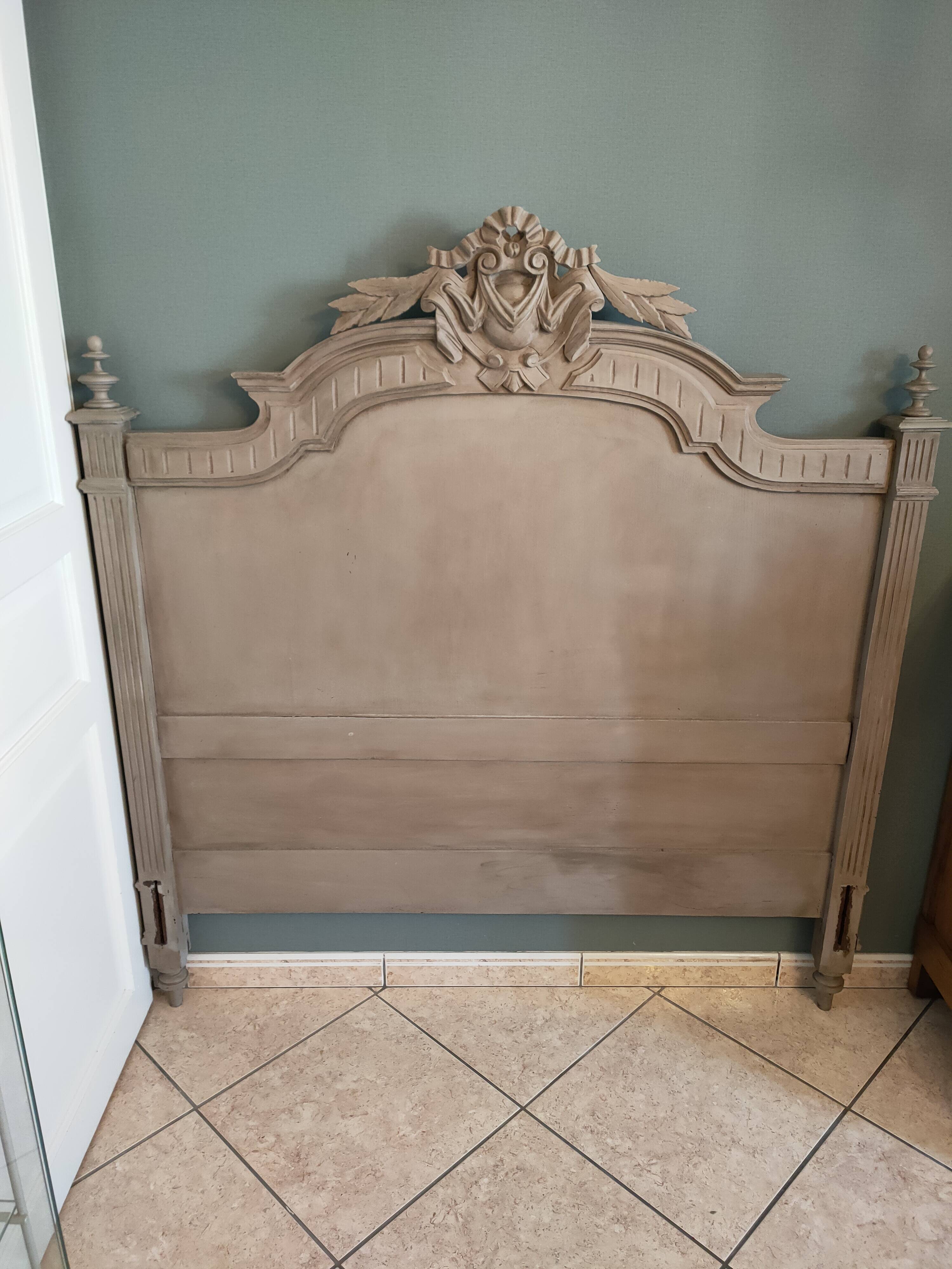 Antique painted wooden headboard