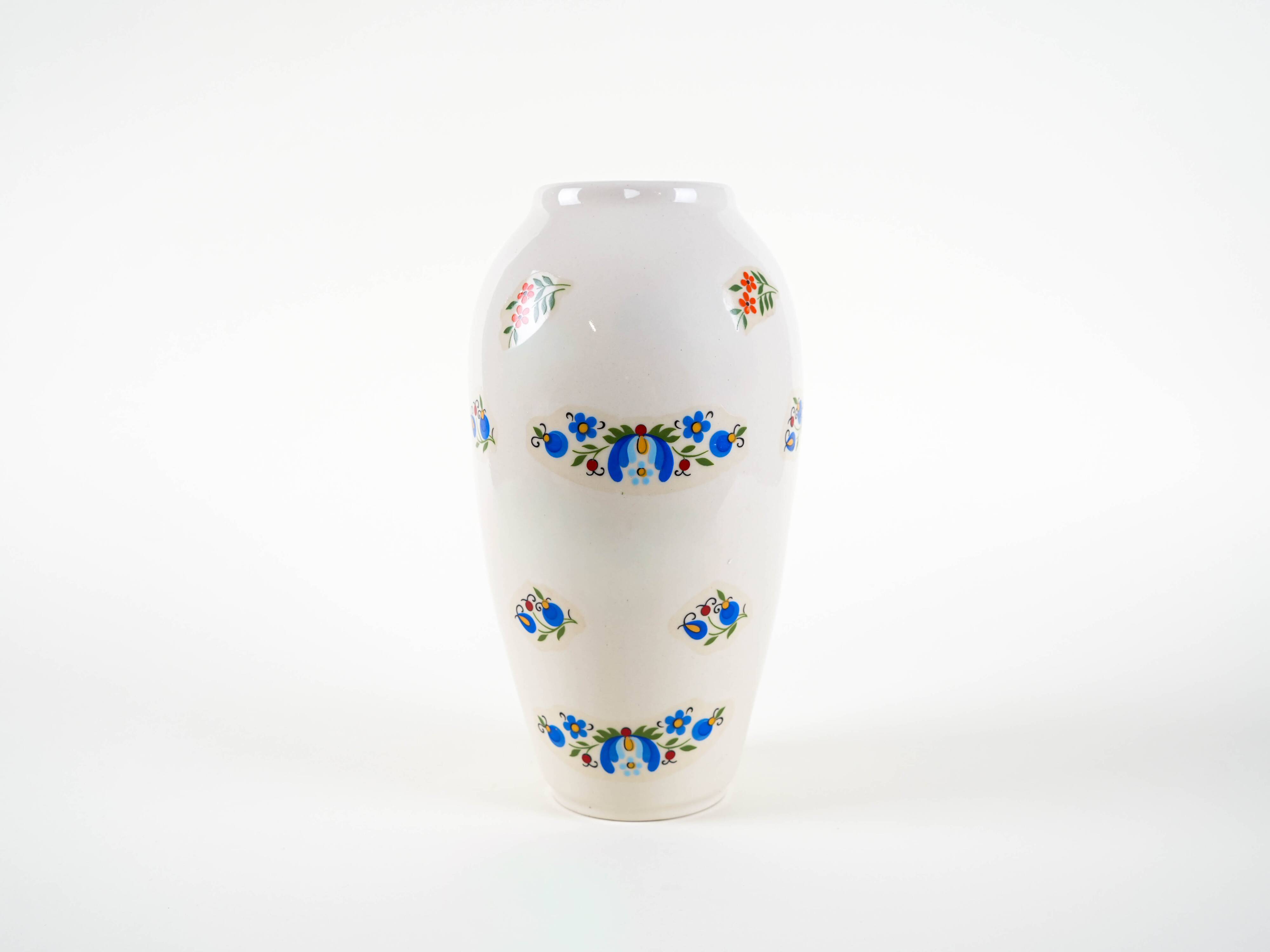 Porcelain vase, Kashubian design, 1980s, made in Poland