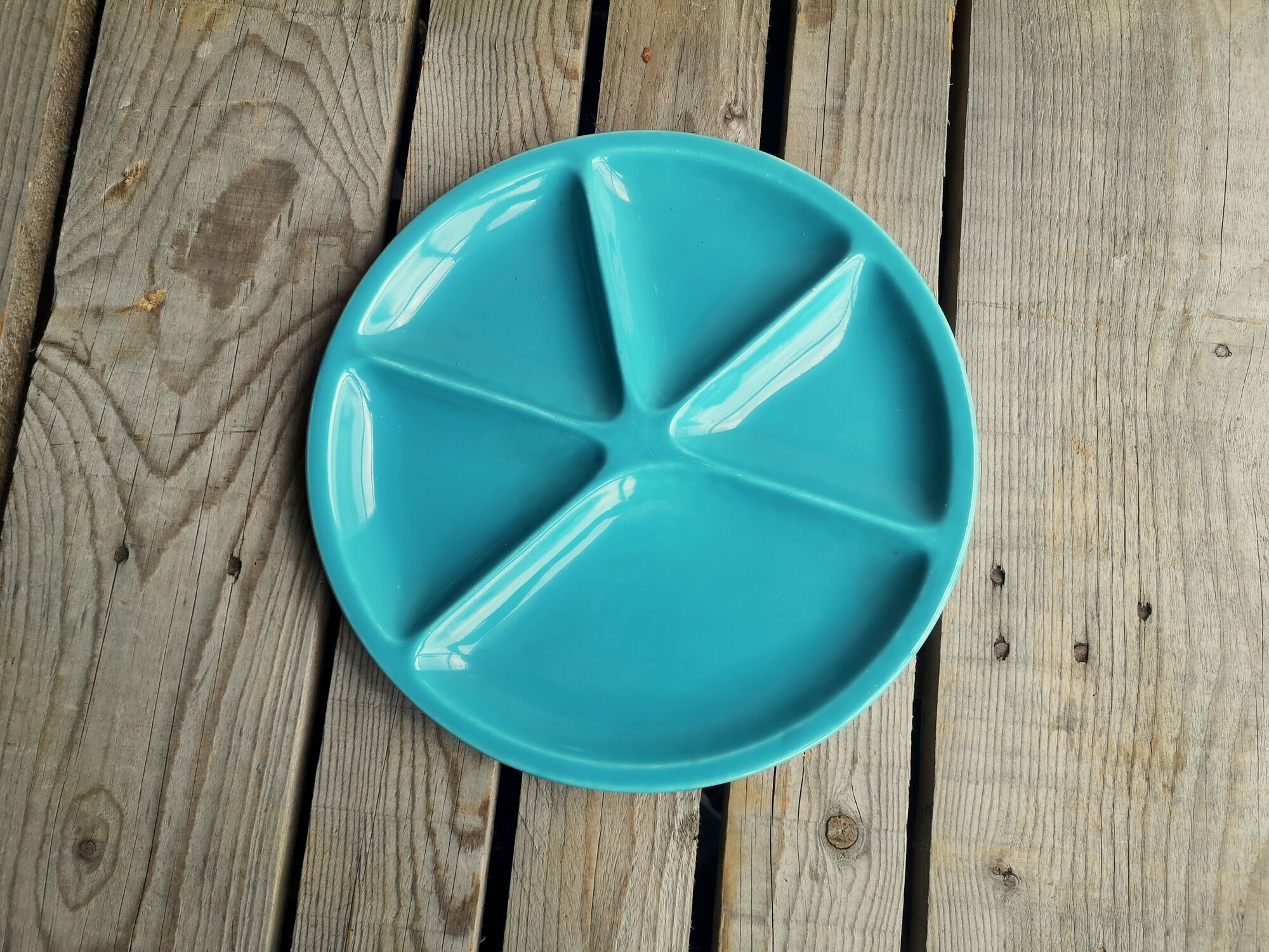 Fondue Plate Le Creuset in Turquoise Blue Ceramics