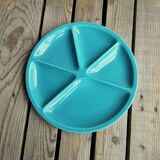 Fondue Plate Le Creuset in Turquoise Blue Ceramics