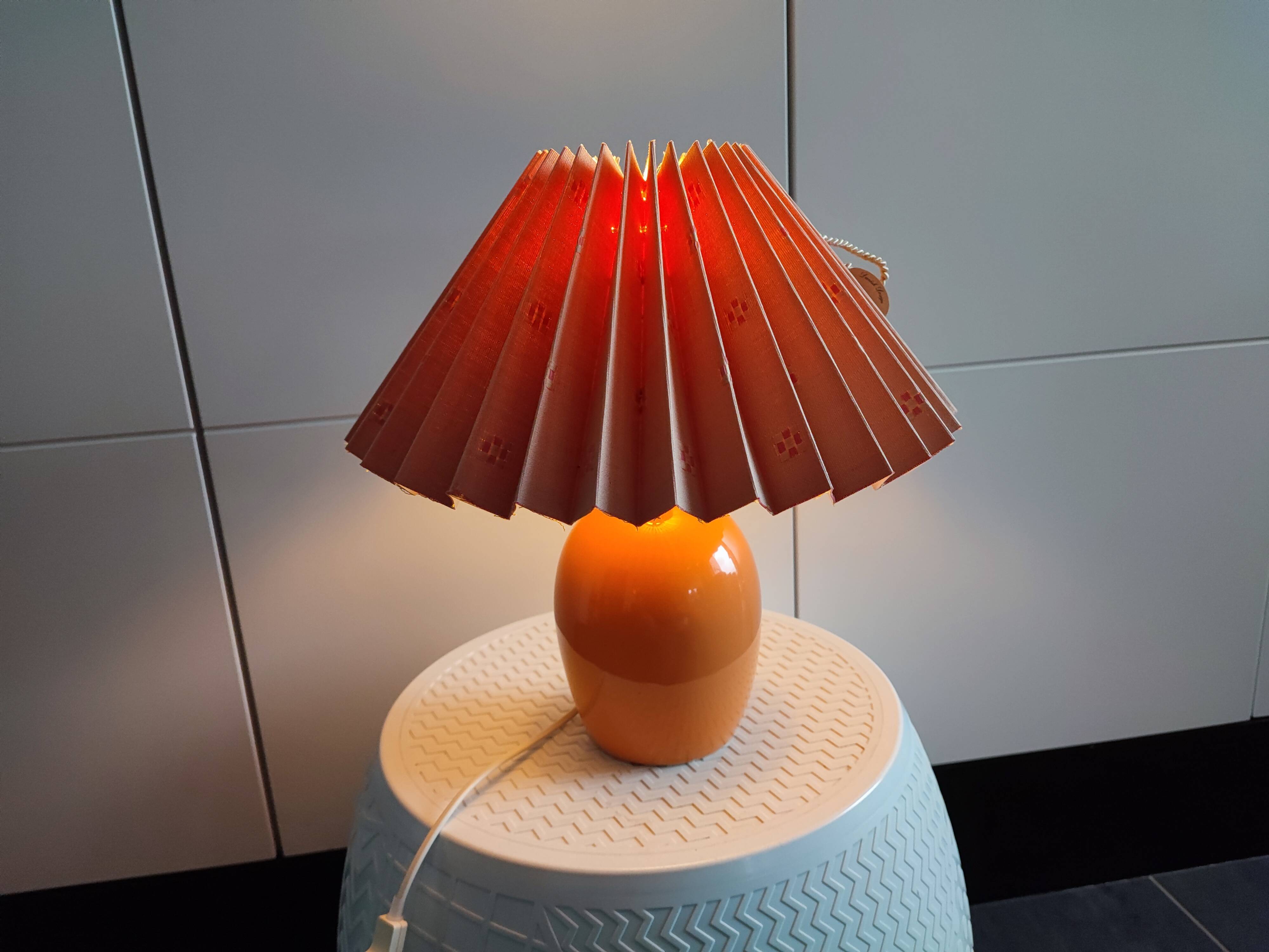 Danish ceramic and fabric bedside lamp by Lene Bjerre