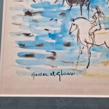 Hassan El Glaoui (1924-2018) - Watercolor on paper "Riders on the beach" - Signed
