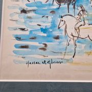 Hassan El Glaoui (1924-2018) - Watercolor on paper "Riders on the beach" - Signed