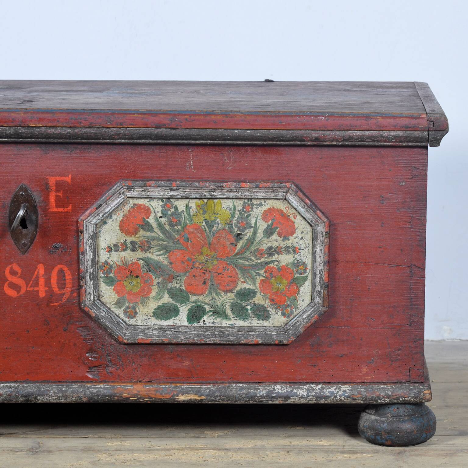 Folk art wedding chest from 1849