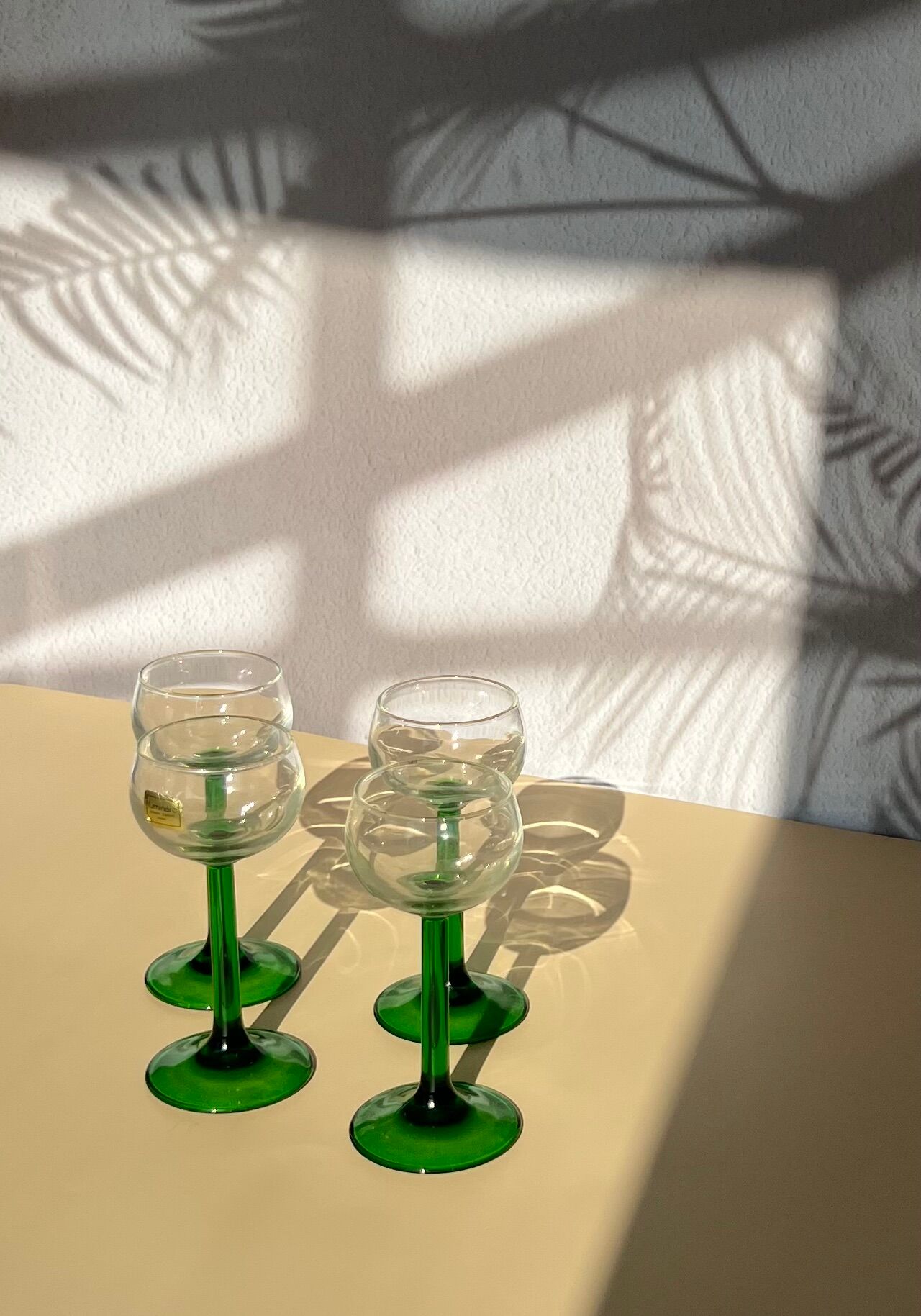 Ensemble de 4 verres à liqueur tiges vertes Luminarc