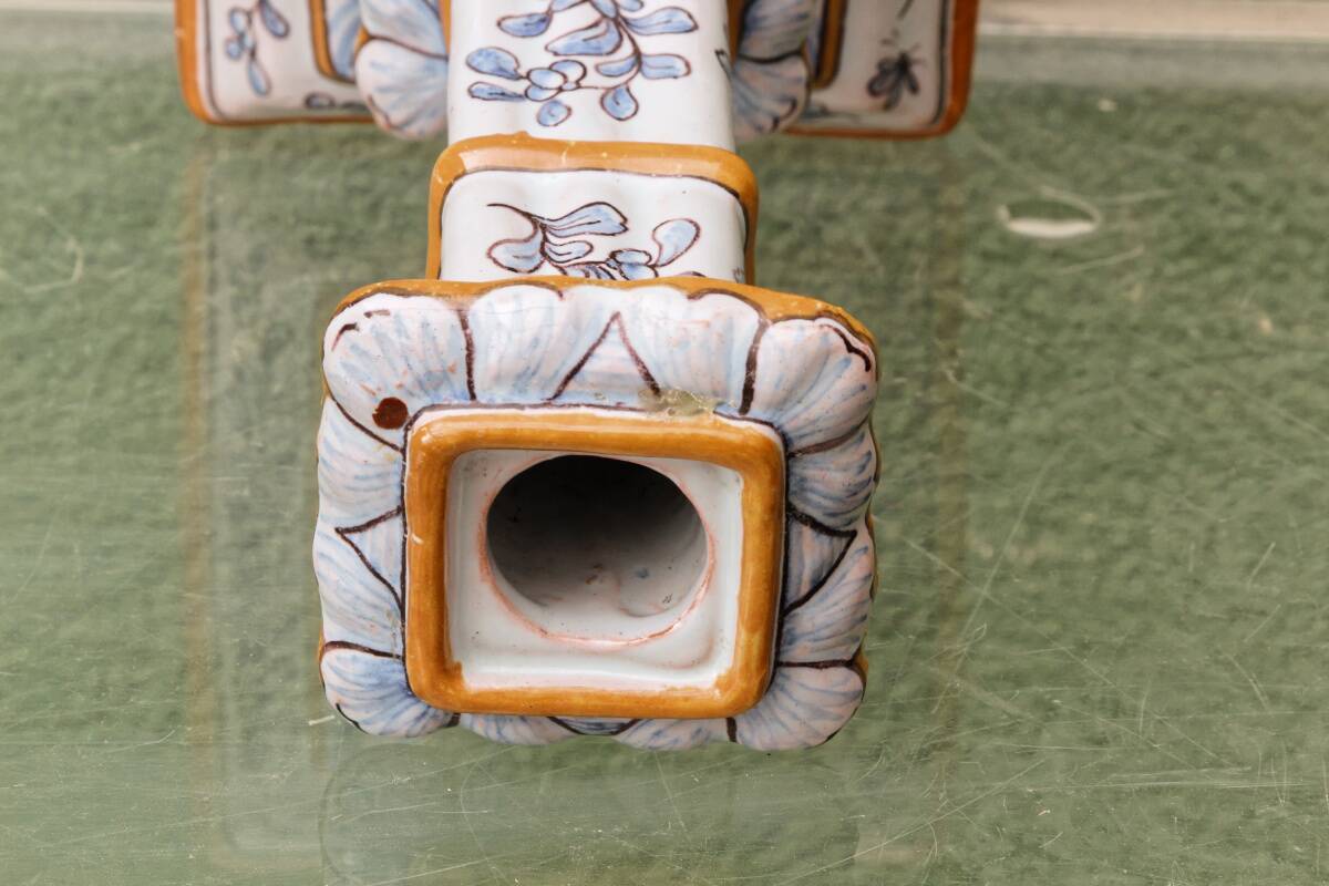 Montagnon candlestick, in Nevers earthenware.