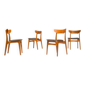 Chaises de salle à manger en teck danois du milieu du siècle par Schiønning & Elgaard pour Randers Furniture Factory, ensemble de