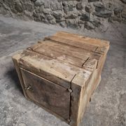 French antique oak safe, lockable rustic chest, circa 1750–1850.