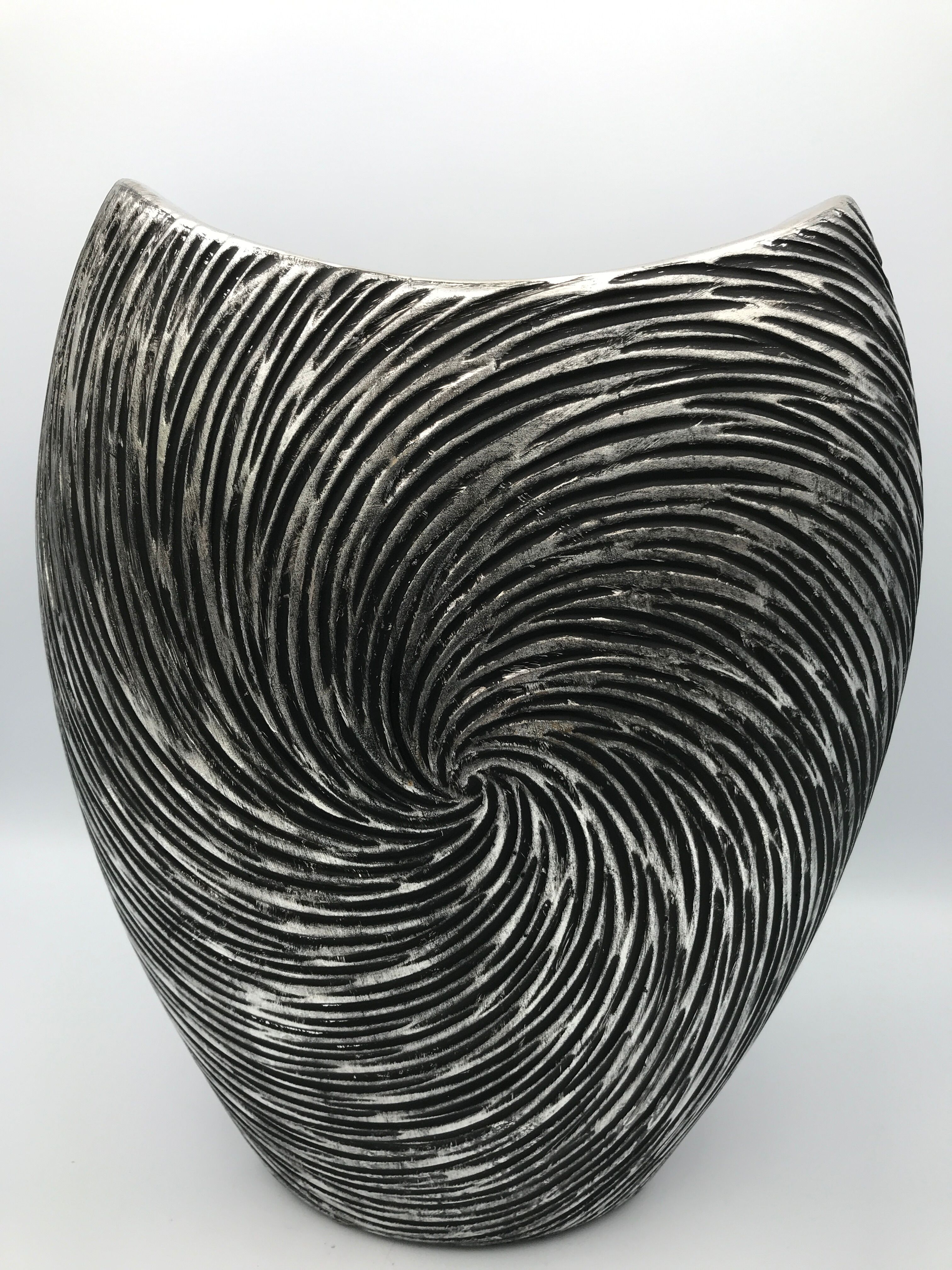 Vase in ceramic form and silver modernist effects 26.5 cm