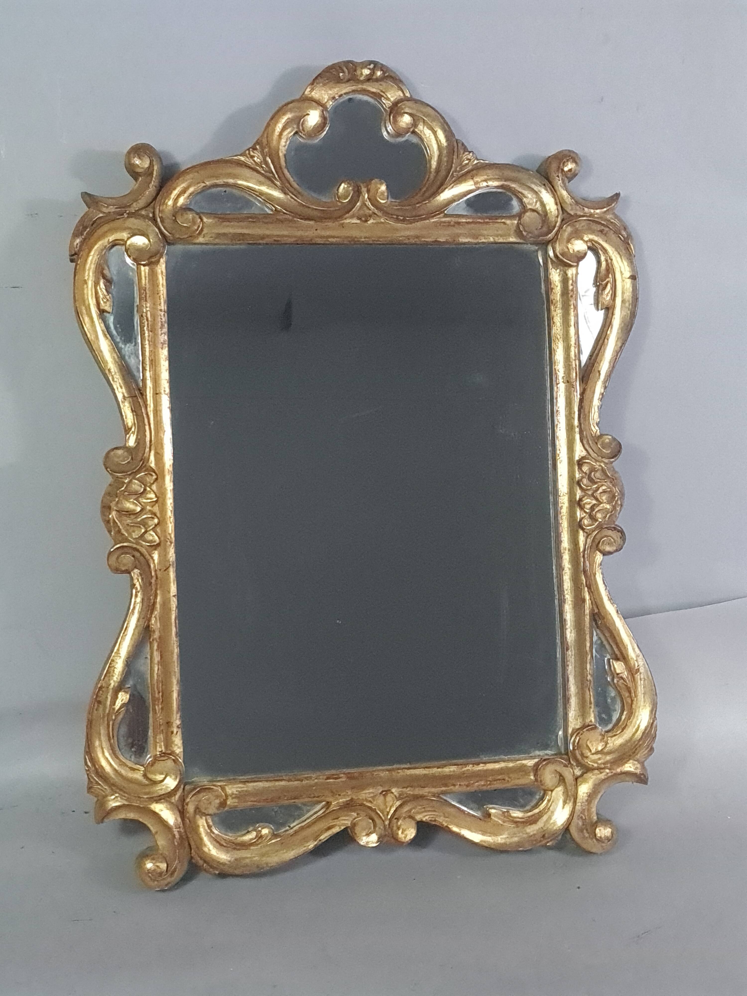 Antique mirror with carved wooden frame and original gilding, 53x37 cm, SD207.