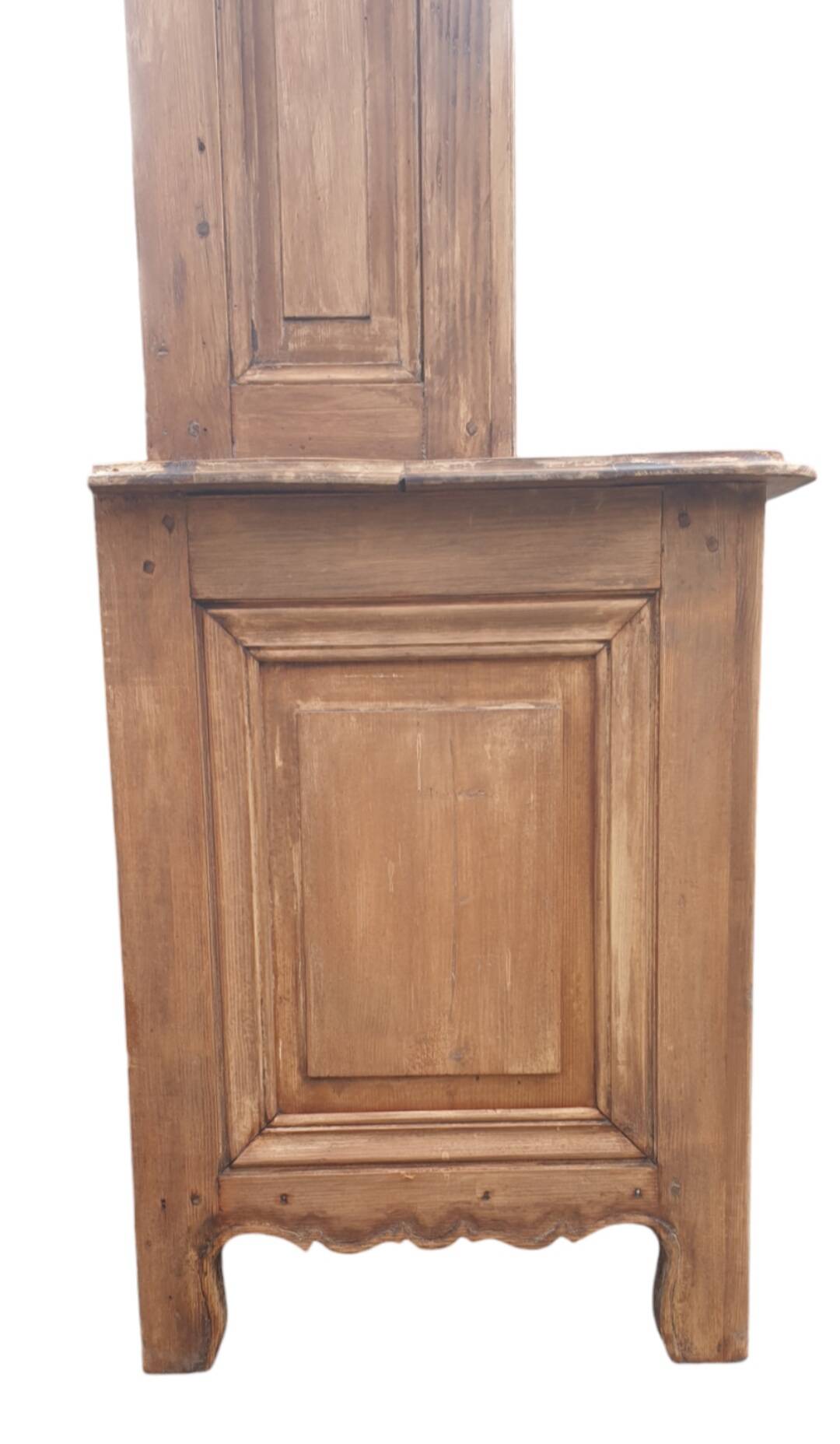 Natural wood bookcase with 3 doors and shelves