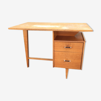Vintage tripod oak desk with 2 drawers