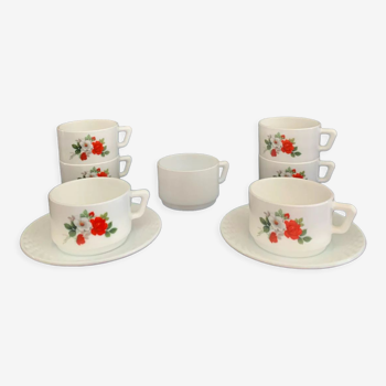 Lot de 6 tasses à café avec 2 soucoupes Arcopal