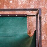 Burgundy leather armchair metal style indus contemporary design