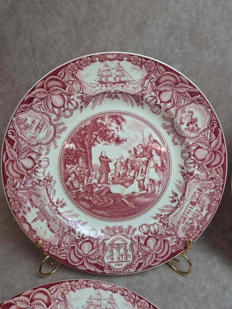 Set of 4 Wedgwood Georgia Historical Plates Mulberry England vintage