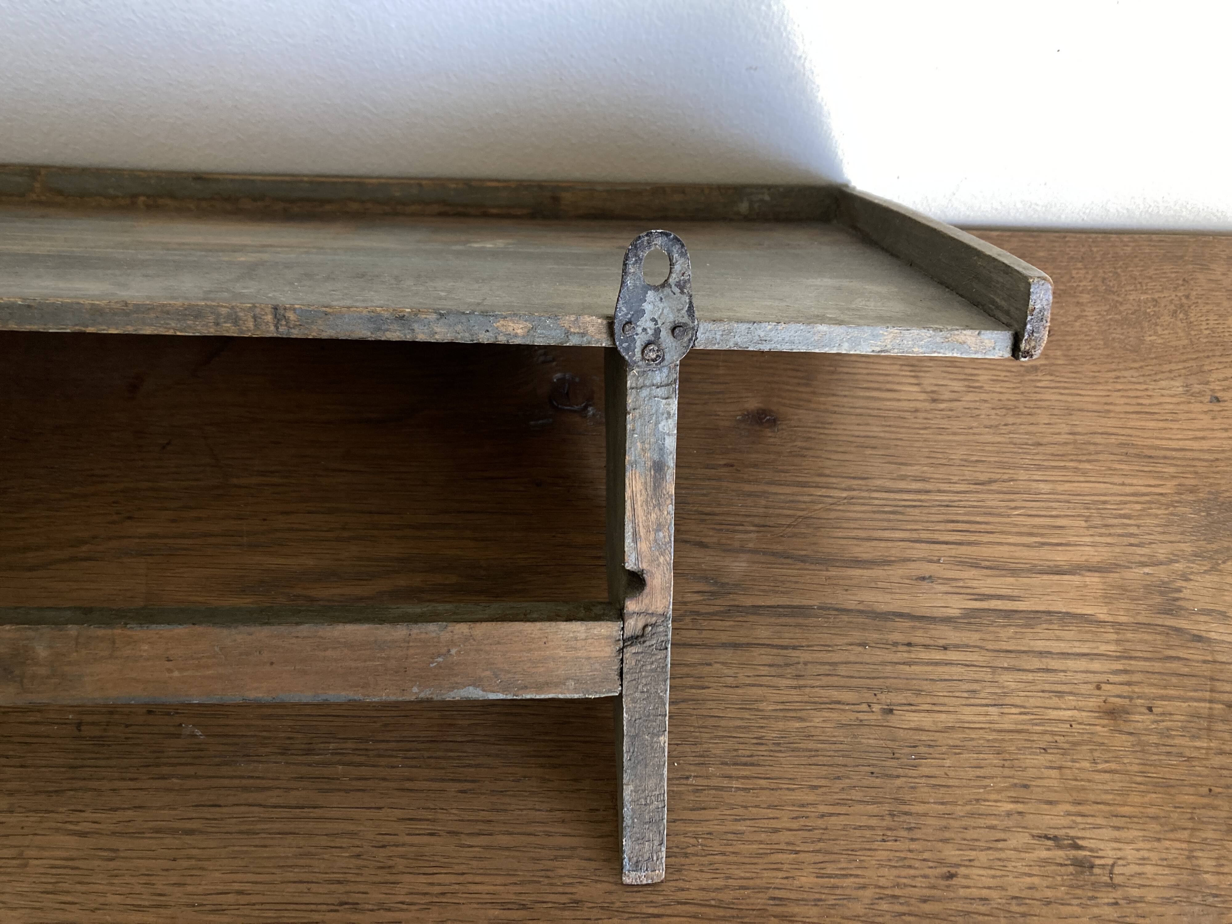 Hudson Farmhouse Folk Art Country Shelf Original Gray Patina