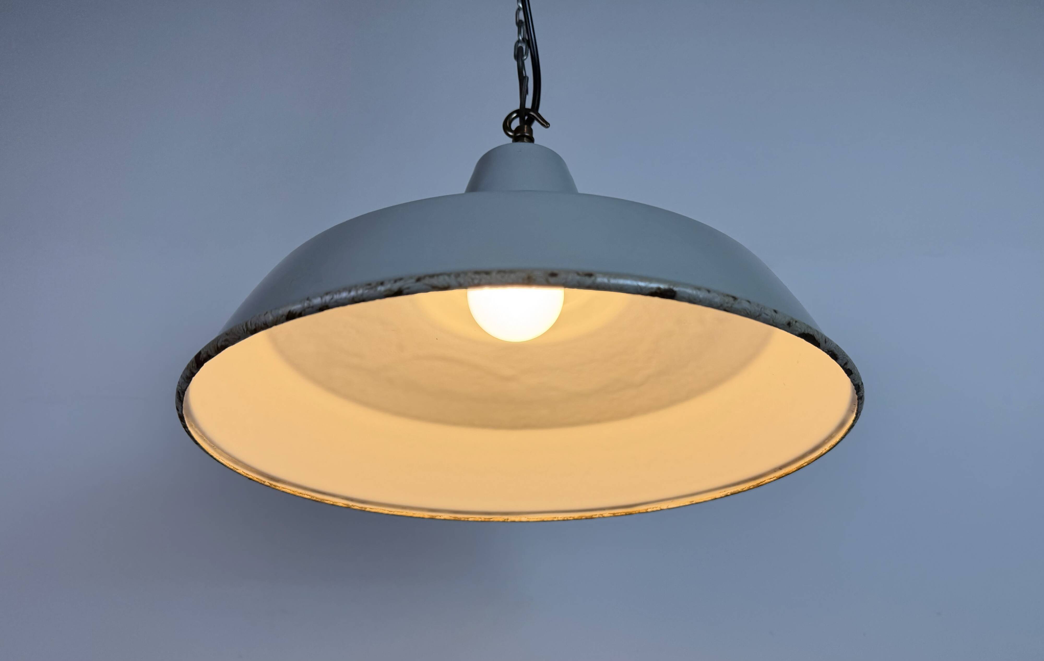 Industrial Grey Enamel Factory Pendant Lamp from Thorlux, 1960s