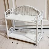 White woven wicker shelf