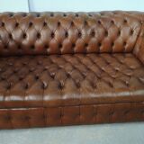 Light brown leather chesterfield sofa