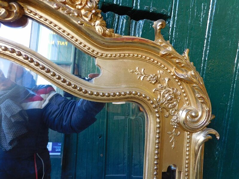 Gilded wooden mirror louis xv with frame