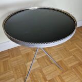 Vintage metal and glass tripod pedestal, brass base, 50s-60s