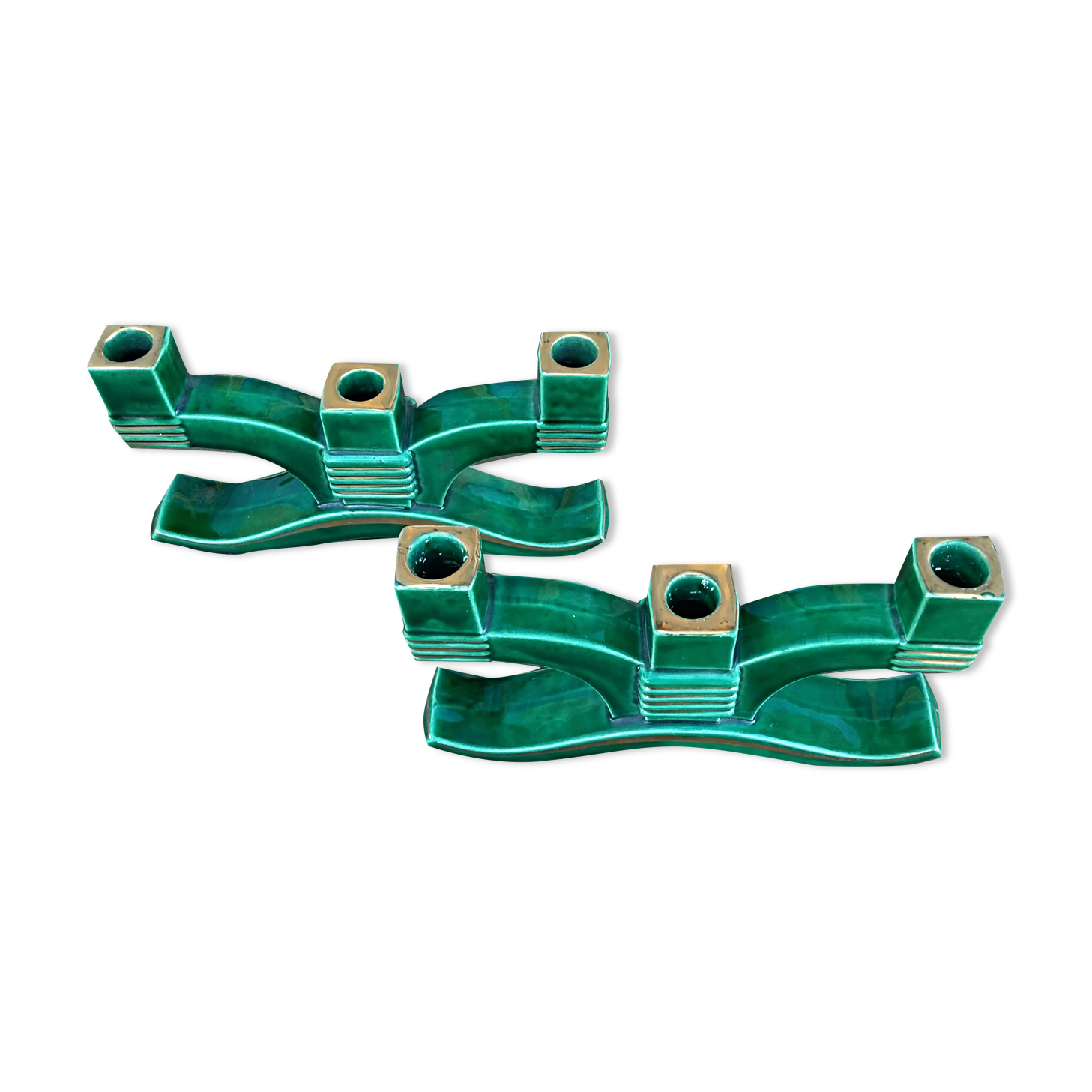 Pair of ceramic candle holders 50s