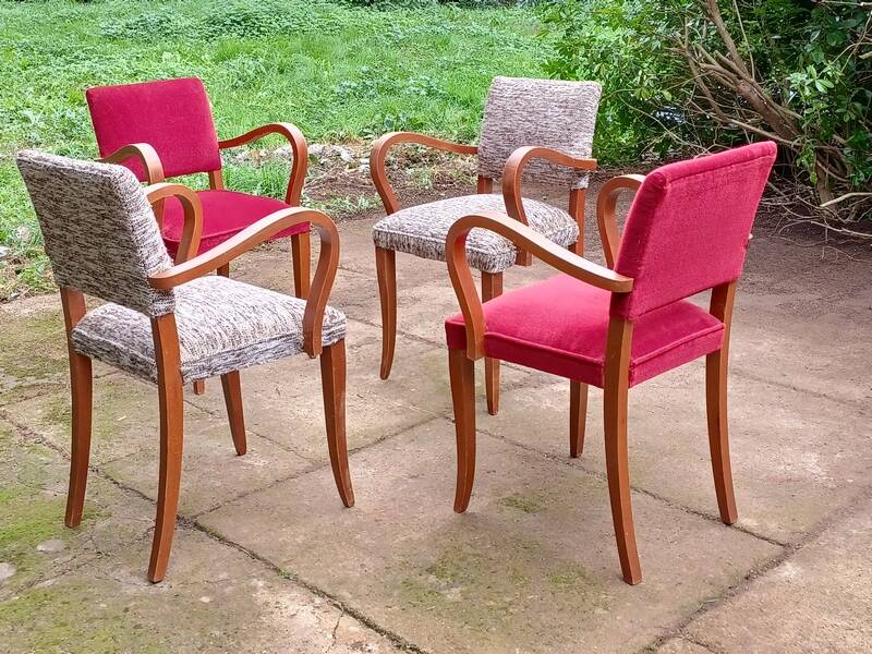 Art Deco bridge chairs in fabric from the 1950s and vintage.
