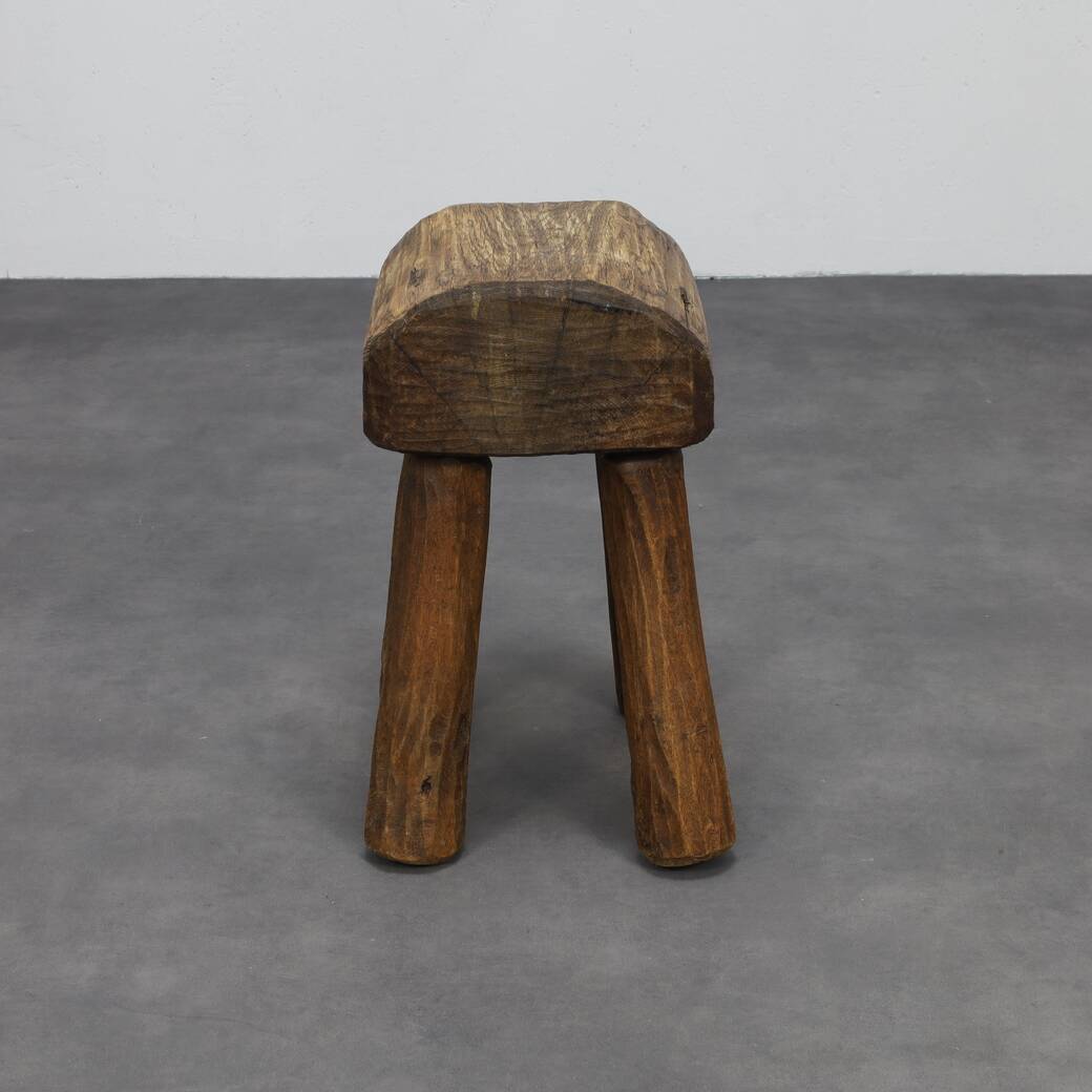 Vintage Stool Primitive Brutalist Folkart Style
