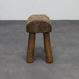 Vintage Stool Primitive Brutalist Folkart Style
