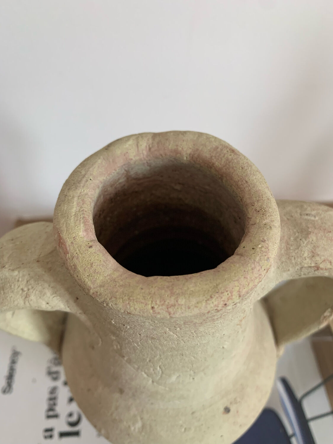 Vintage clay pot in minimalist style