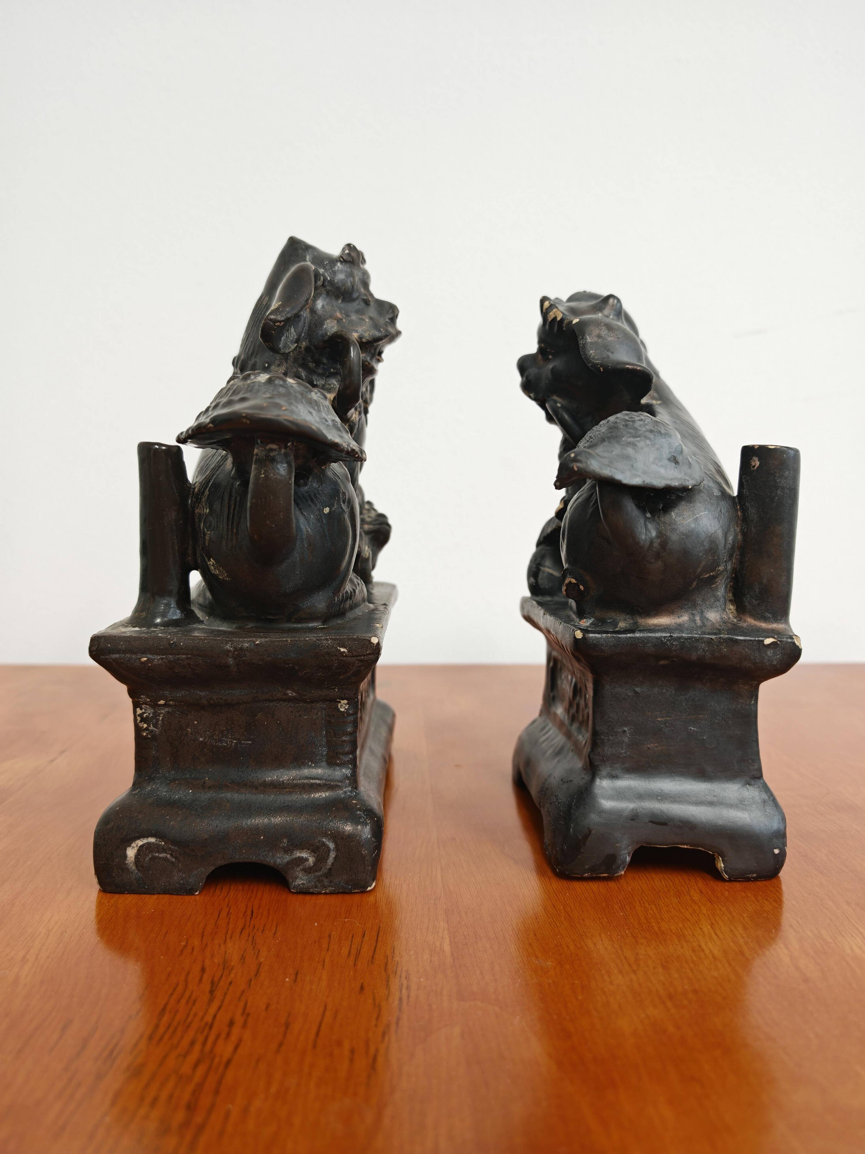 Pair of Foo Dogs in ceramic, 19th century
