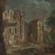 Peinture ancienne paysage avec figures, huile sur toile, XVIIIe siècle