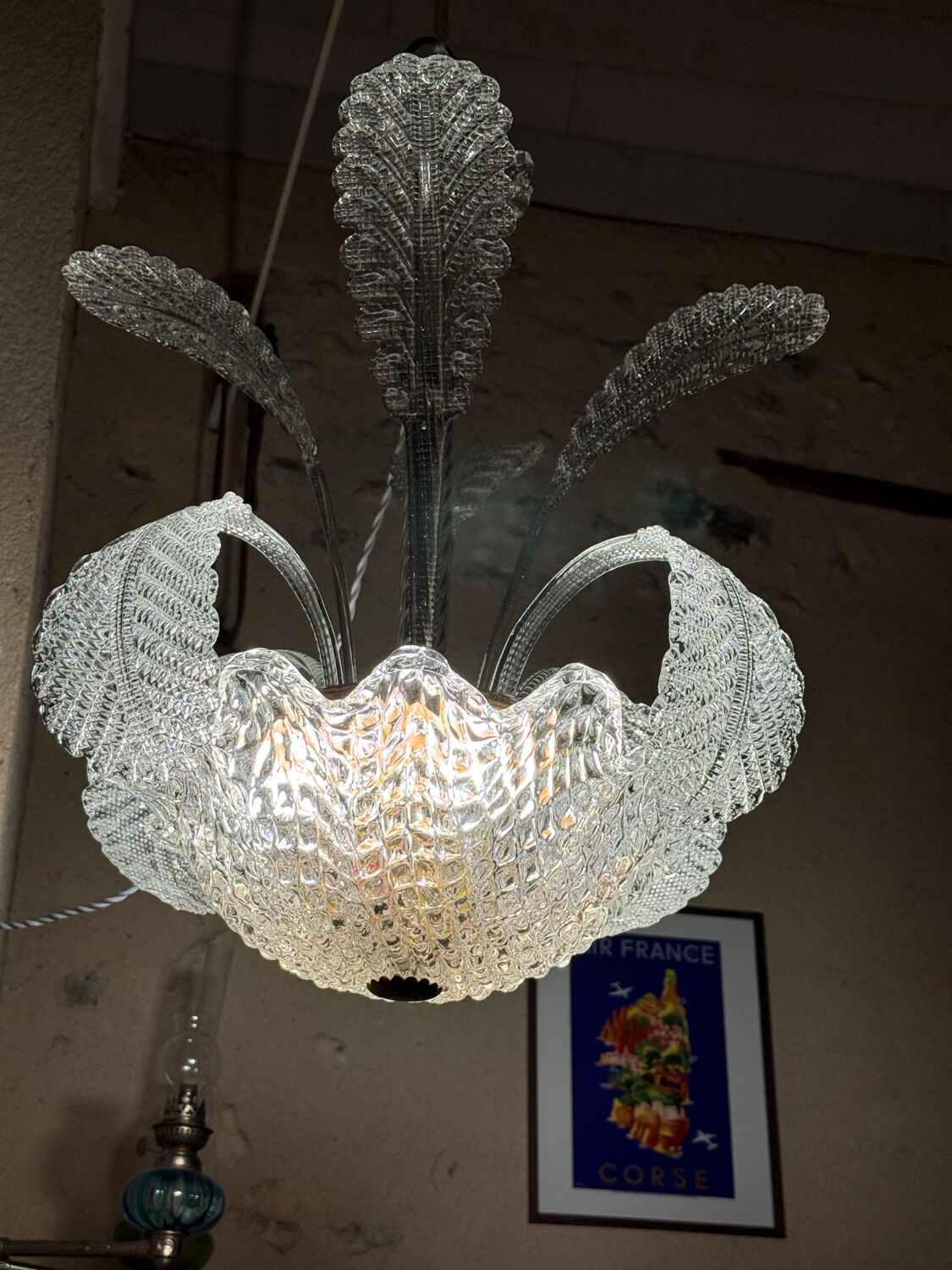 Lustre art déco barovier et toso, en verre de murano, années  1940