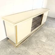 Buffet vintage en laiton et laque, 1970