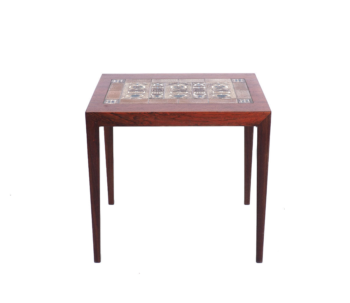 Rosewood Side Table with Baca Tiles by Severin Hansen for Haslev Møbelsnedkeri, 1960s