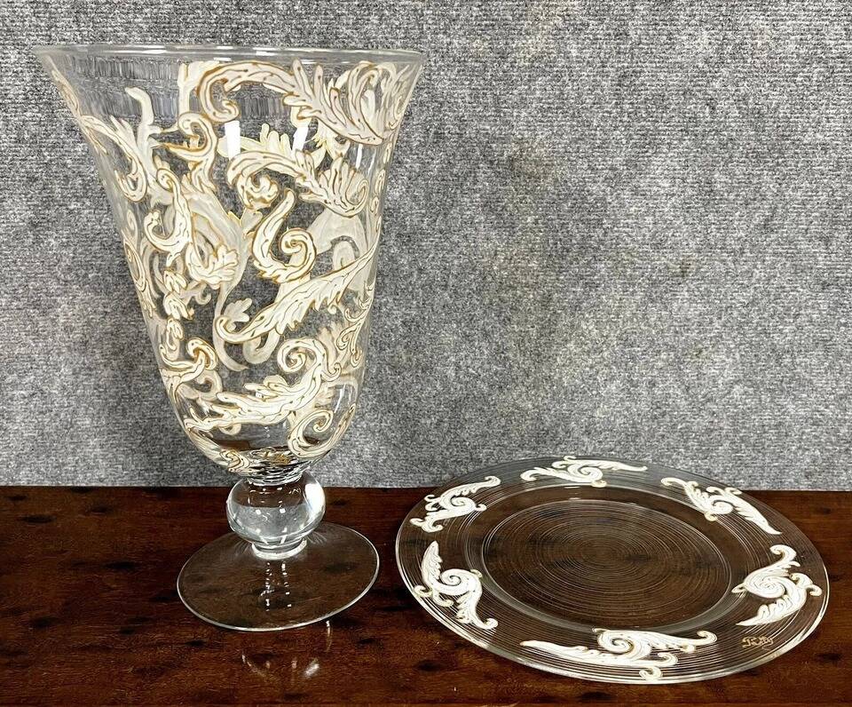 luxurious crystal vase and tray set / Murano - Baccarat