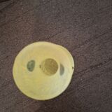 Yellow glass paste vase with navy blue handles