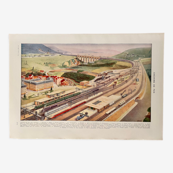 Lithographie sur les chemins de fer (trains) - 1940