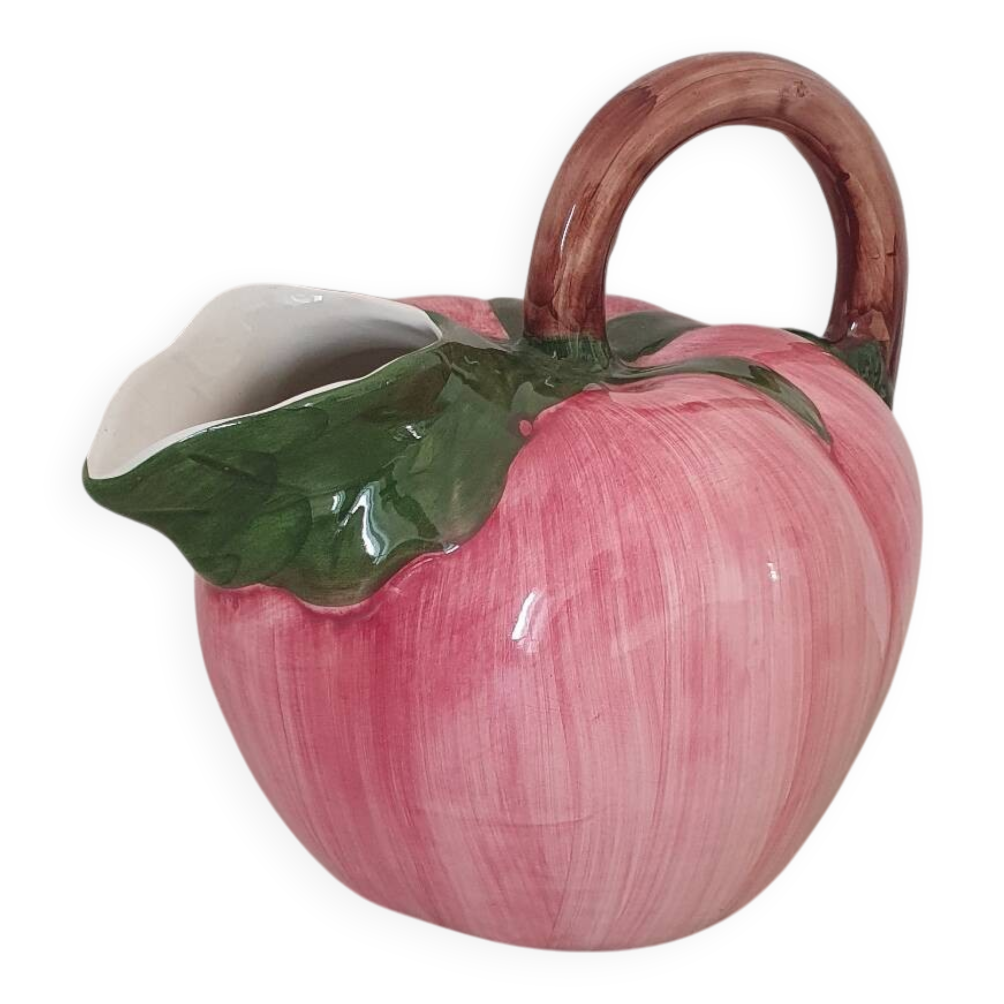 Pichet en céramique forme Pêche ou Tomate / rose