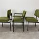 2 chairs and 1 office armchair from the 1950s in green velvet and black metal.