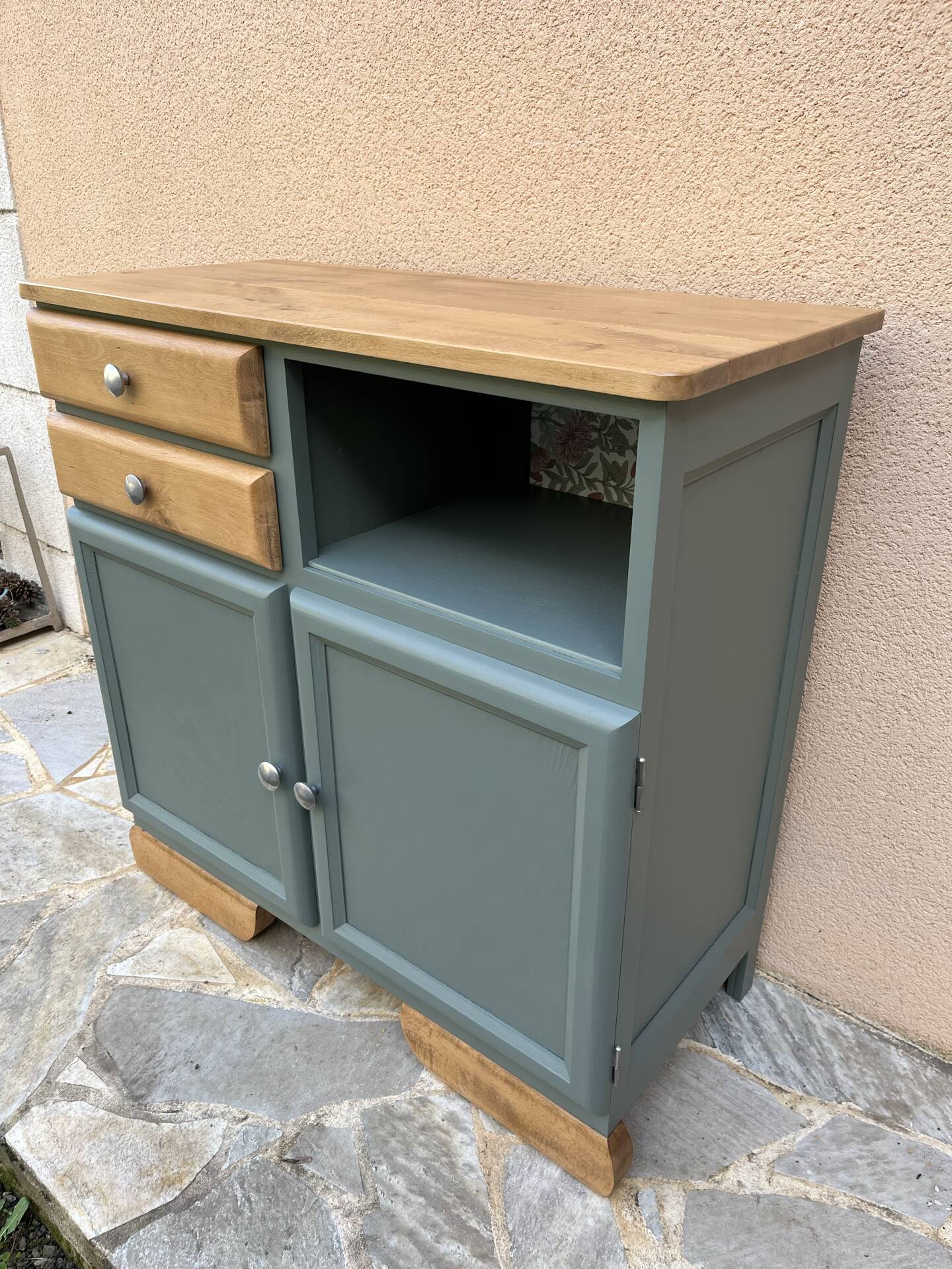 Buffet base Mado renovated green Galane and wood