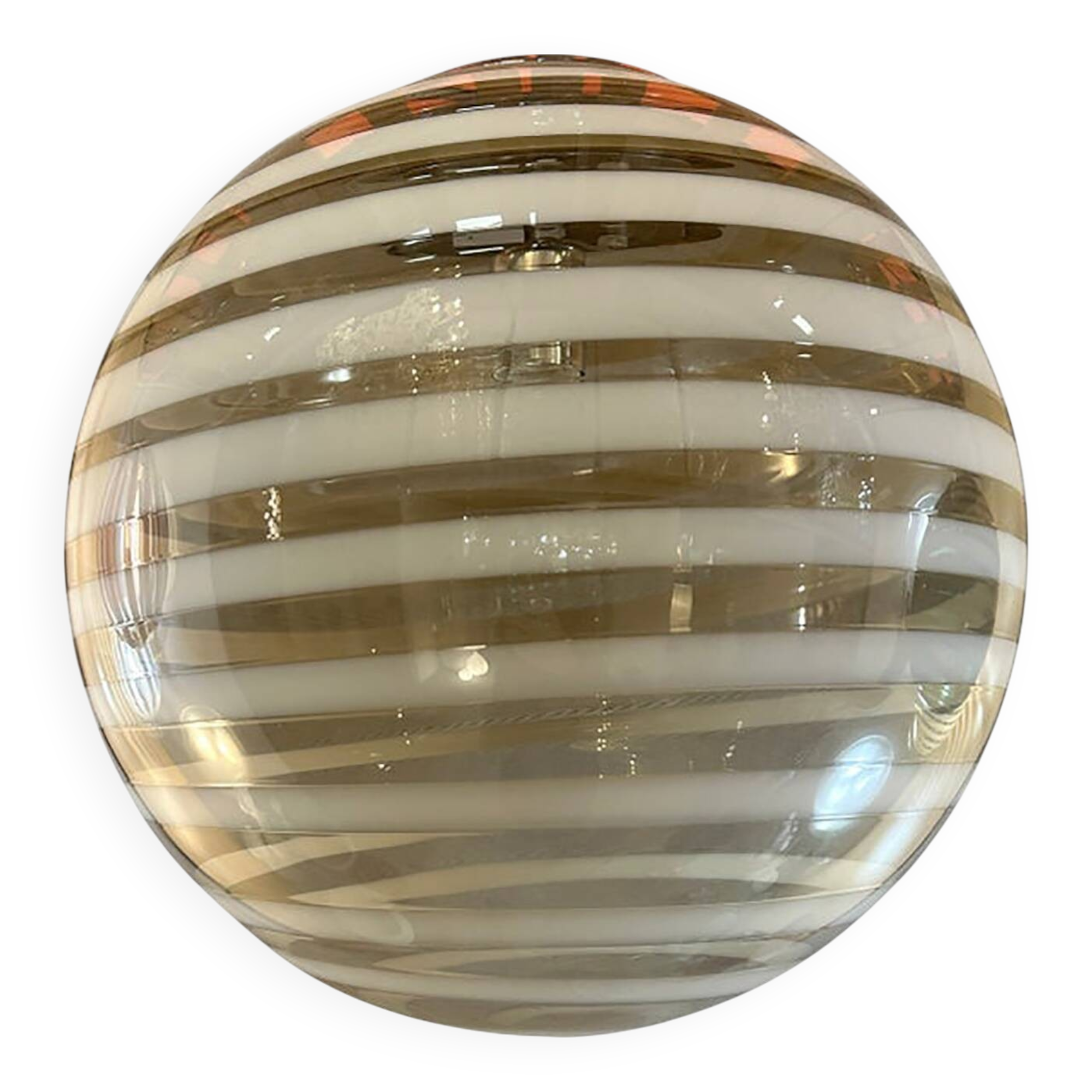 Italian Murano Style Glass Swirling Multicolors Pendant Sphere