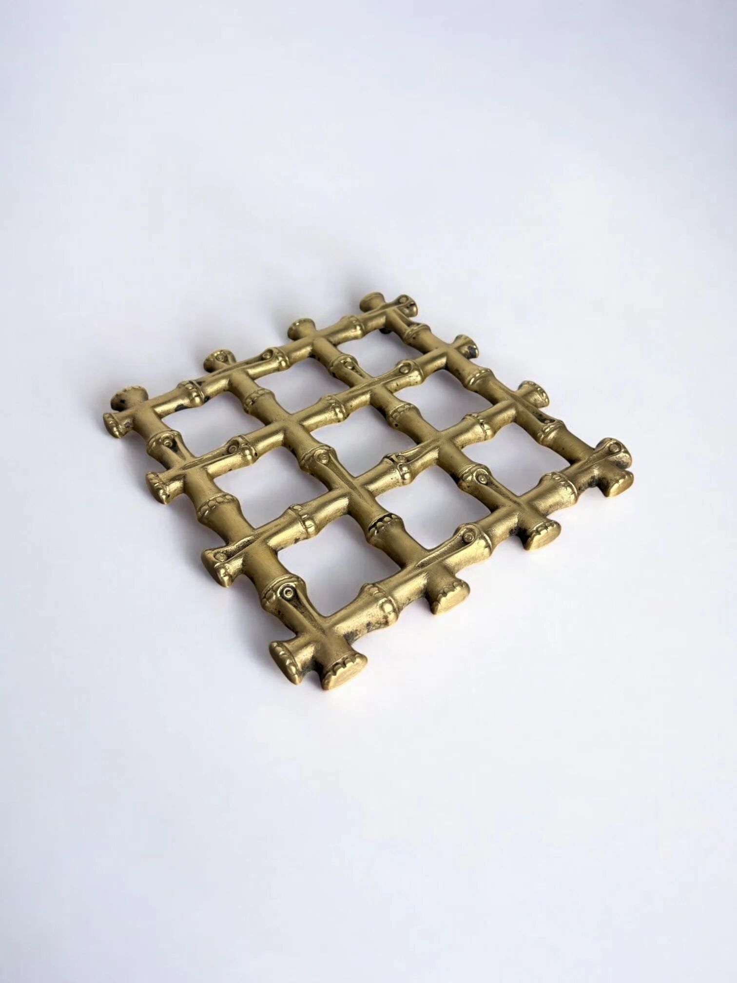 Faux bamboo trivet in bronze, Italy, 1970s
